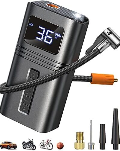 RYSEAB Tire Inflator Portable Air Compressor for Car Tire, [Cordless & Strong Power] Air Pump for Car Tire with 6000mAh Battery [Fast inflate 150PSI] Tire Pump with LED Light for Car Bike Motor Ball…