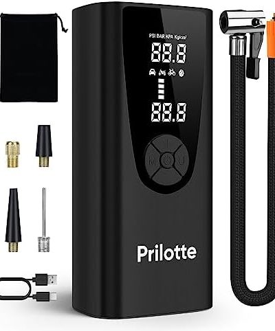 Tire Inflator Portable Air Compressor-Upgrade 20000 mAh Air Pump for Car Tires-150 PSI Electric Tire Inflation-Cordless Tire Pump with Pressure Gauge Emergency Light for Car, Motor, Bike, Ball, Black